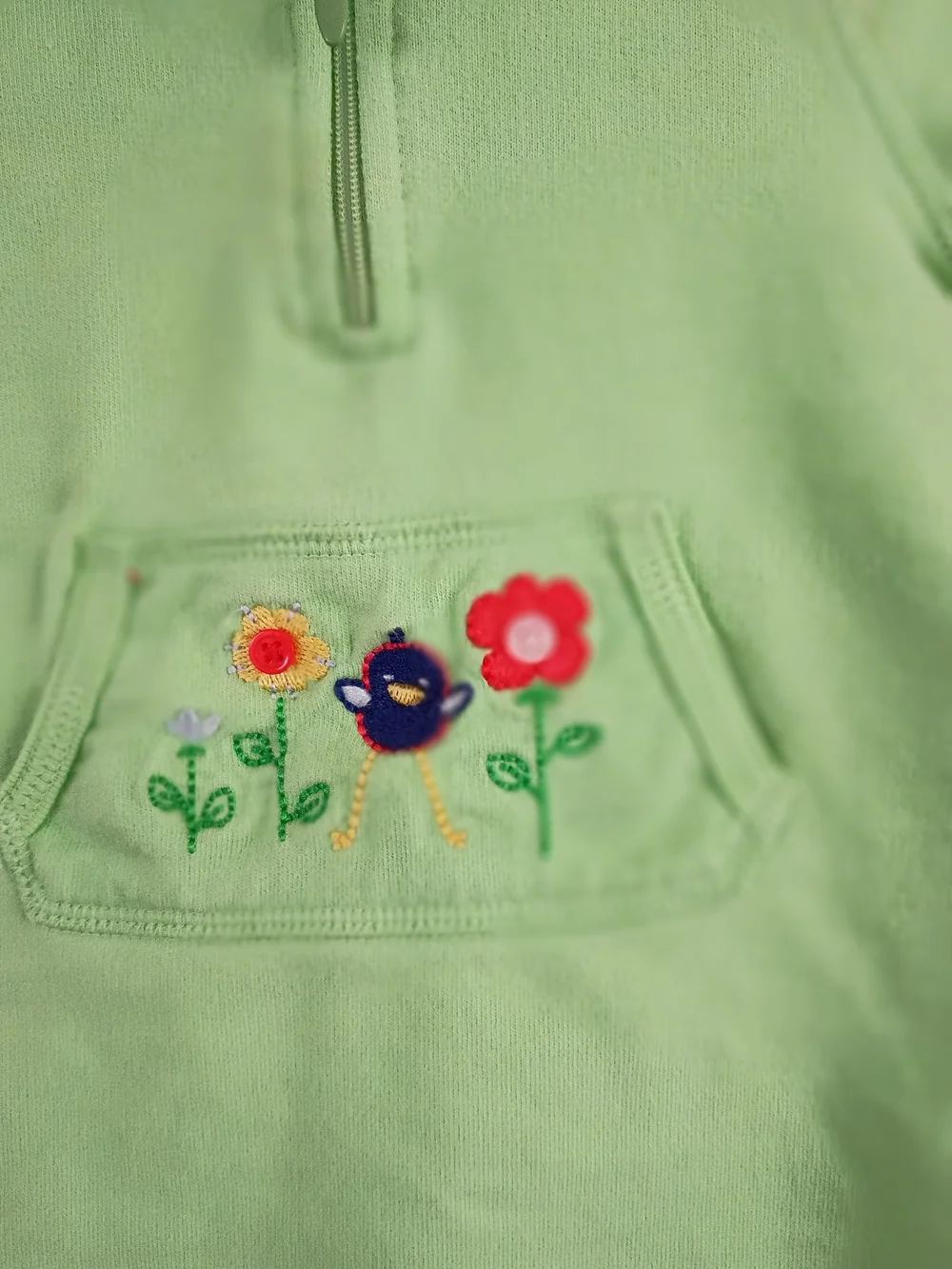 Carter's Light Green Hooded Short-Sleeve Dress with Floral Embroidery